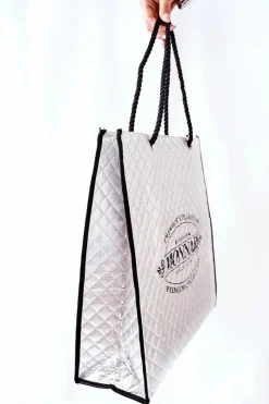 Outlet Damska Duża Torba Shopper NBAG0030-022 Srebrna Torby Podróżne|Torebki Plażowe