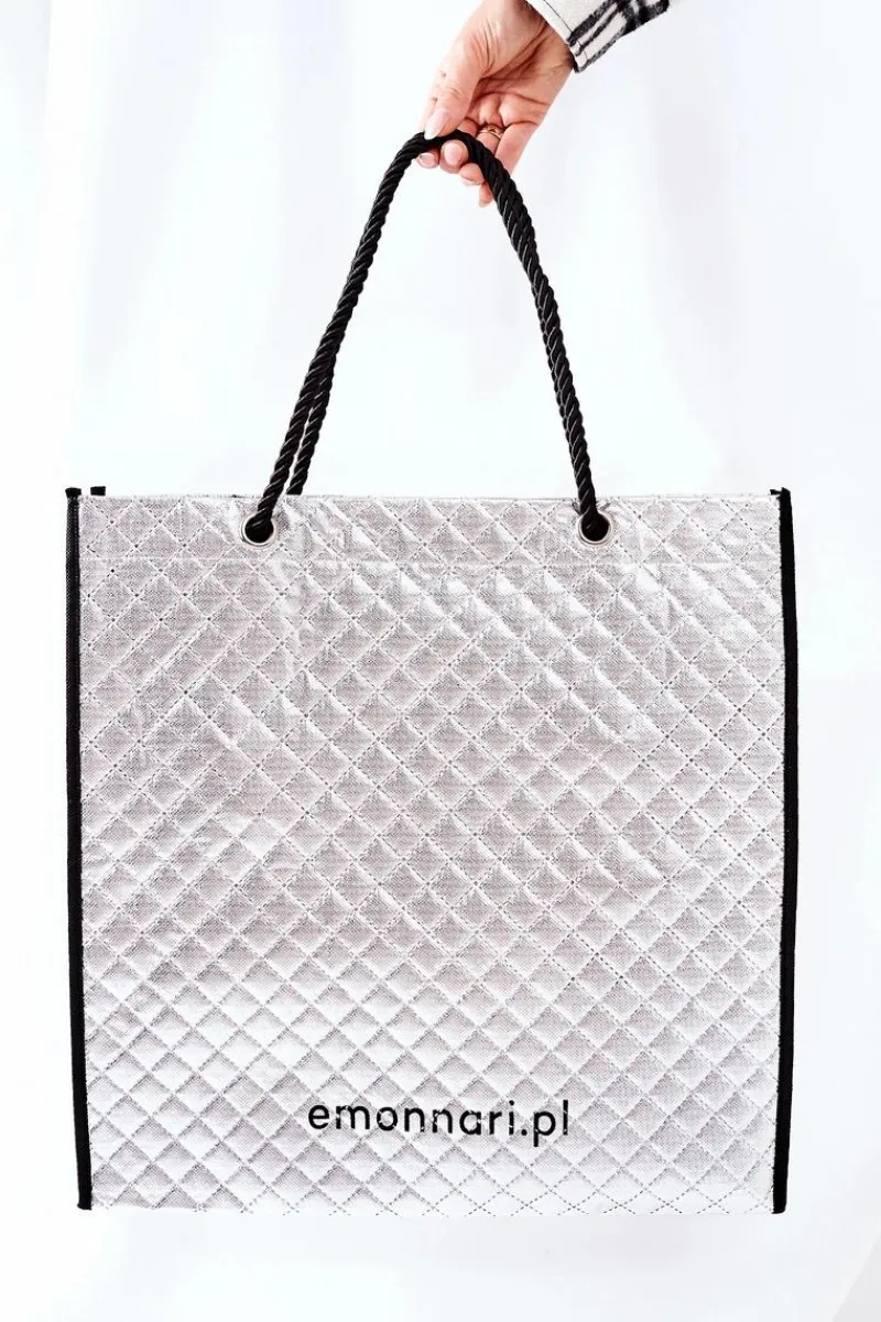 Outlet Damska Duża Torba Shopper NBAG0030-022 Srebrna Torby Podróżne|Torebki Plażowe