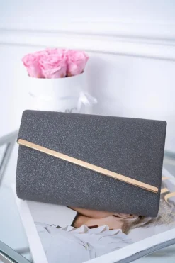 Kopertówki>Boto Damska Grafitowa Torebka Wieczorowa Brokat