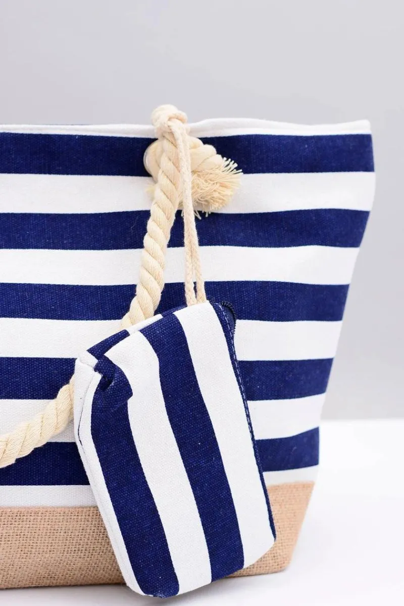 Hot Boto Damska Granatowa Duża Marynarska Torebka Plażowa