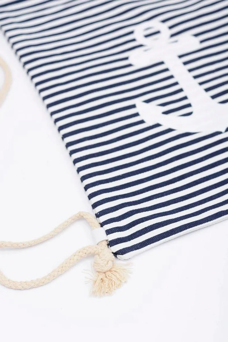 Torebki Plażowe>Boto Damska Marynarska Torebka Granatowy Worek Plażowy