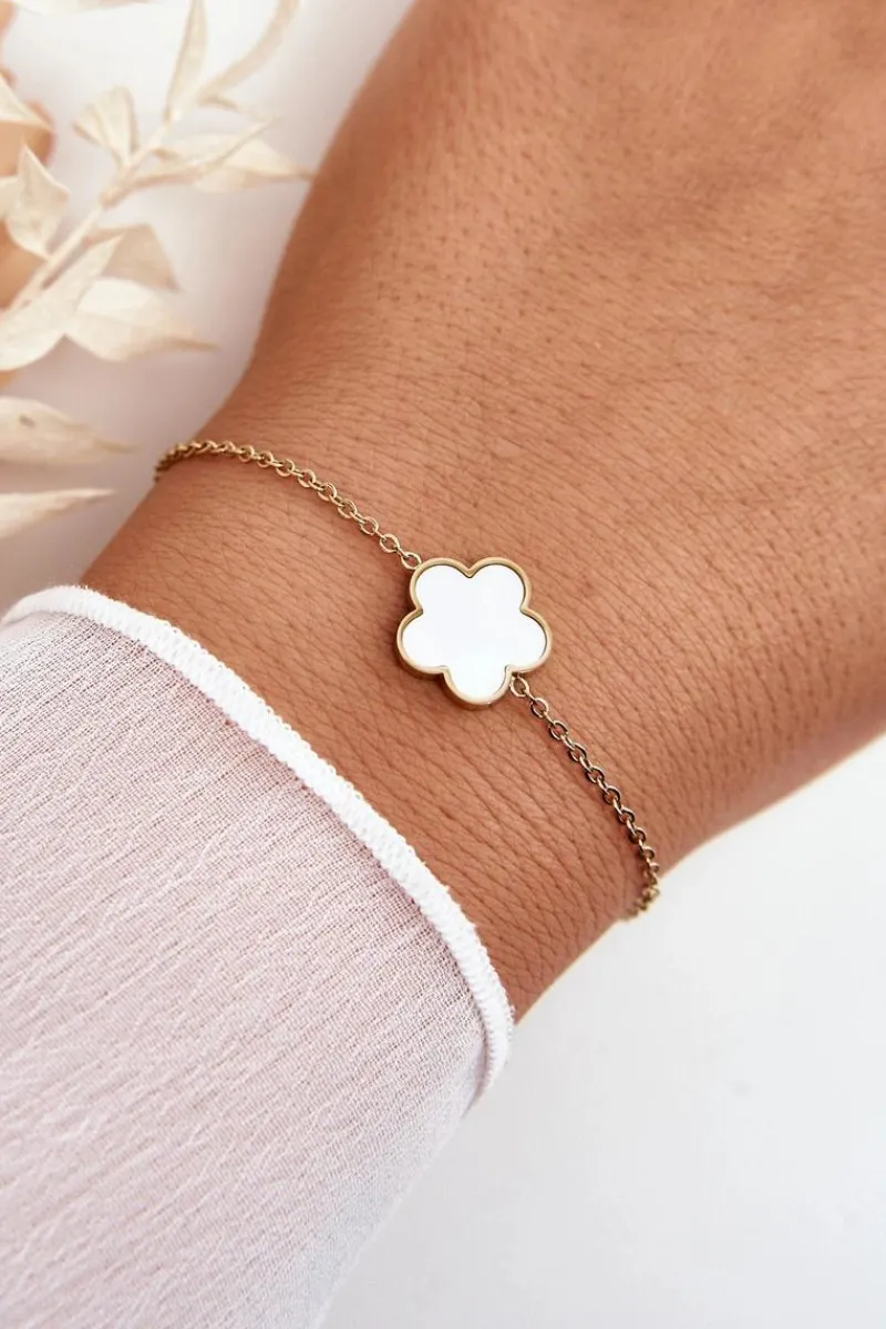 Bransoletki>Glam Chic Damska Modna Bransoletka Z Biało-Czarnym Kwiatem Złota