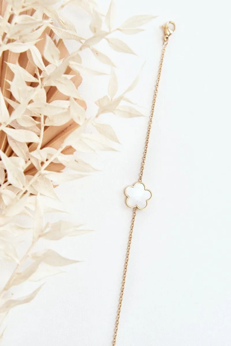 Bransoletki>Glam Chic Damska Modna Bransoletka Z Biało-Czarnym Kwiatem Złota