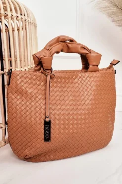 Hot Nobo Damska Pleciona Torebka Shopper NBAG-K1320 Brązowa