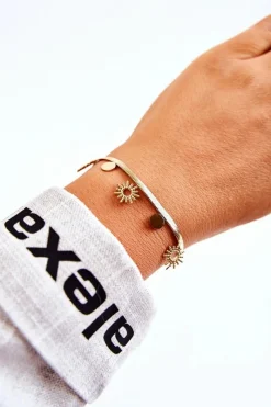 New Damska Regulowana Bransoletka Słońca I Koła Złota Bransoletki