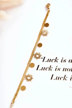 New Damska Regulowana Bransoletka Słońca I Koła Złota Bransoletki