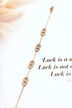 New Glam Chic Damska Regulowana Bransoletka Z Cyrkoniami Złota