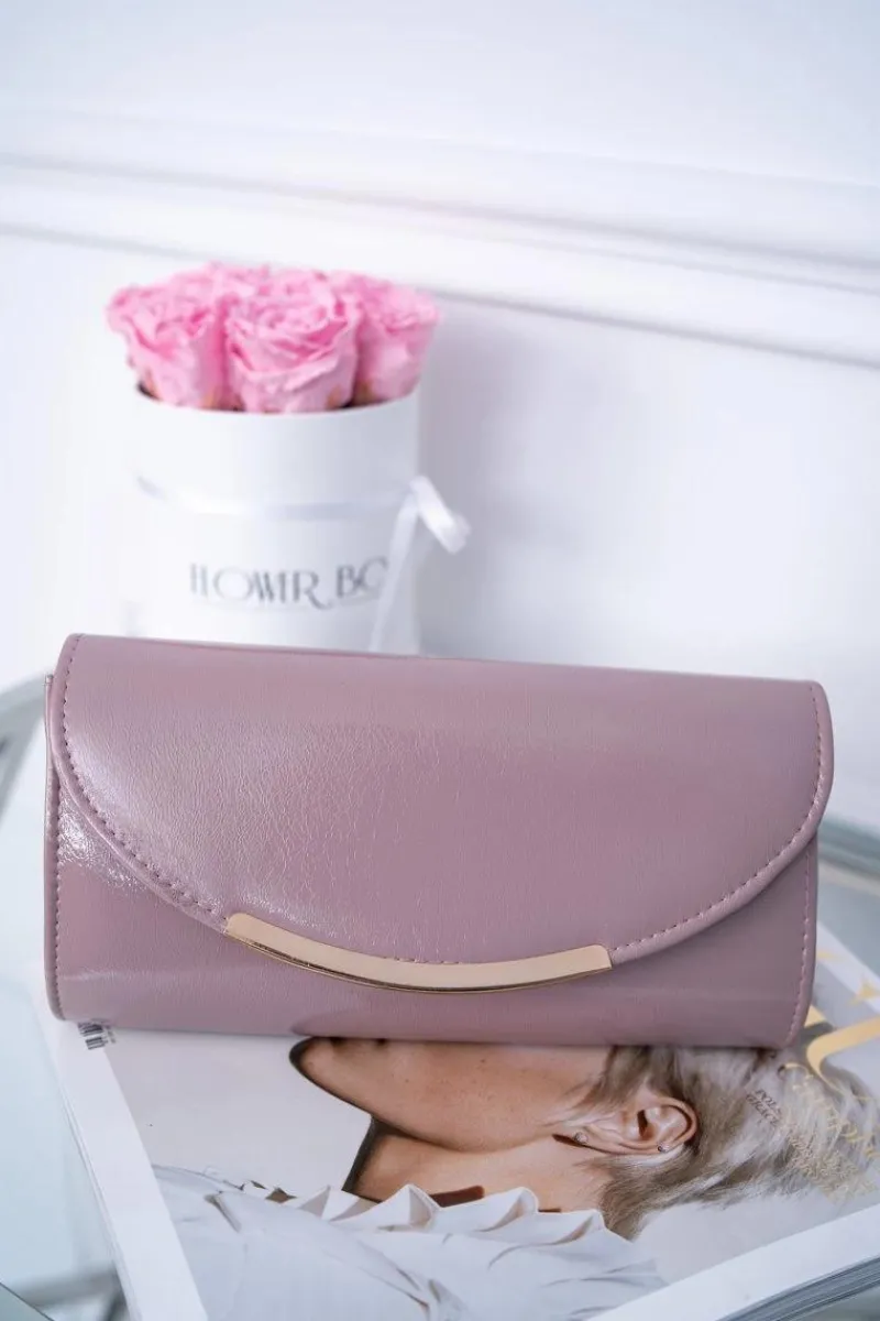 Discount Damska Różowa Lakierowana Torebka Kopertówka Kopertówki