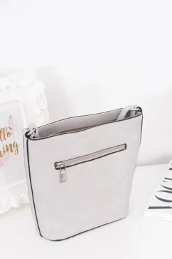 Best Boto Damska Szara Listonoszka Torebka z Frędzlem