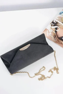 Clearance Damska Szara Zamszowa Kopertówka Kopertówki