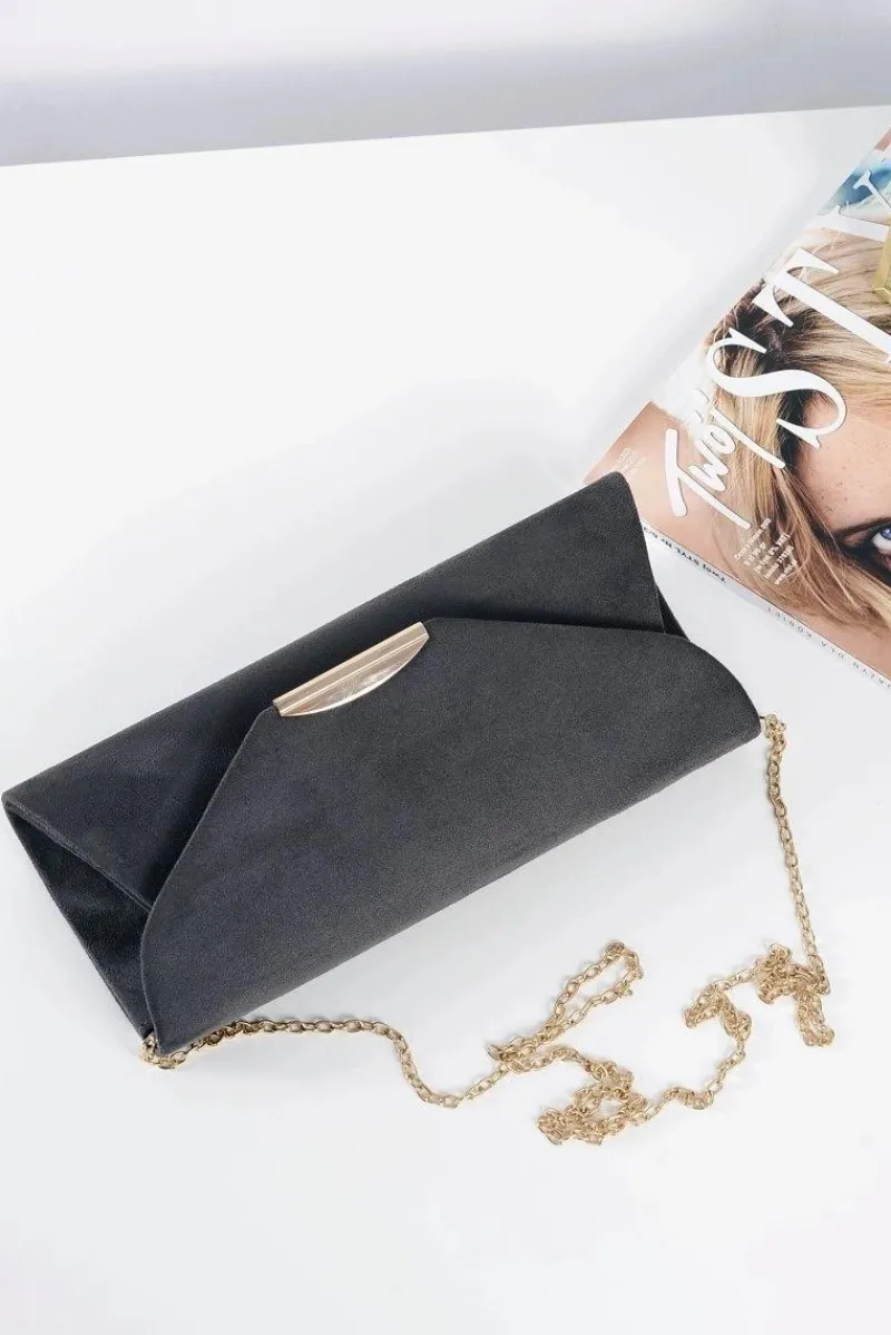 Clearance Damska Szara Zamszowa Kopertówka Kopertówki