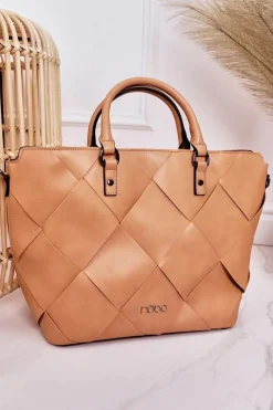 New Damska Torba Shopper NBAG-K1250 Beżowa Torebki Nobo|Torebki Klasyczne