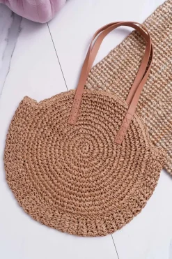 Torebki Klasyczne>Boto Damska Torebka Pleciona 100% Papier Luna Camel