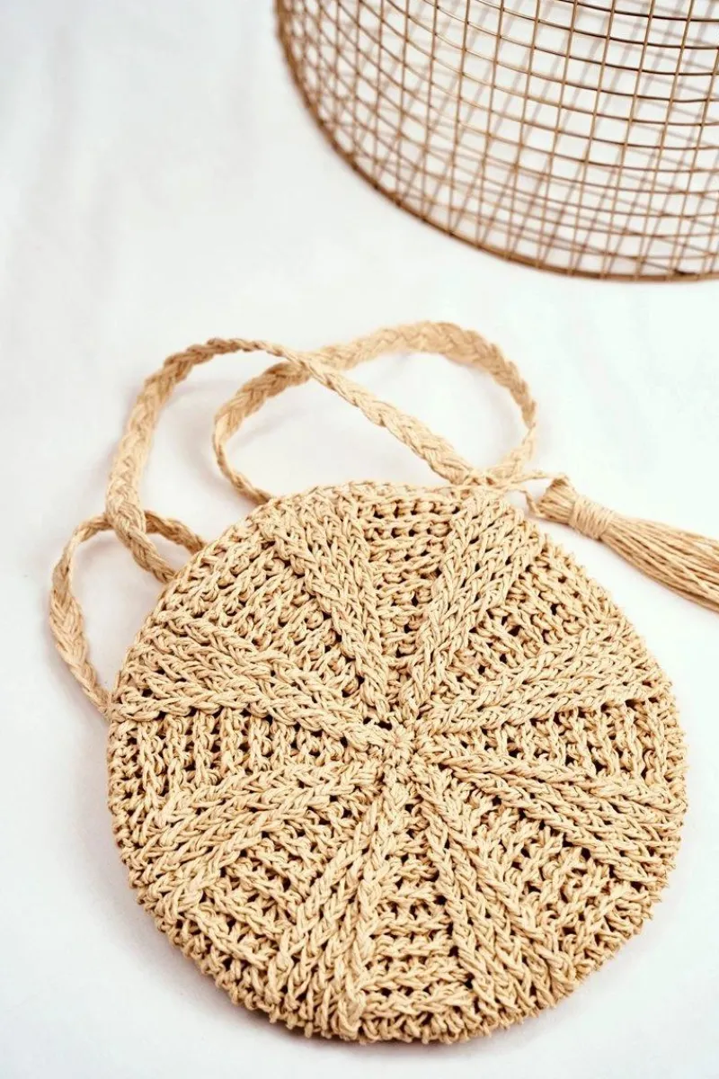 Torebki Klasyczne>Boto Damska Torebka Pleciona Boho Beżowa