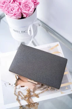 Hot Boto Damska Torebka Wieczorowa Brokatowa Grafit