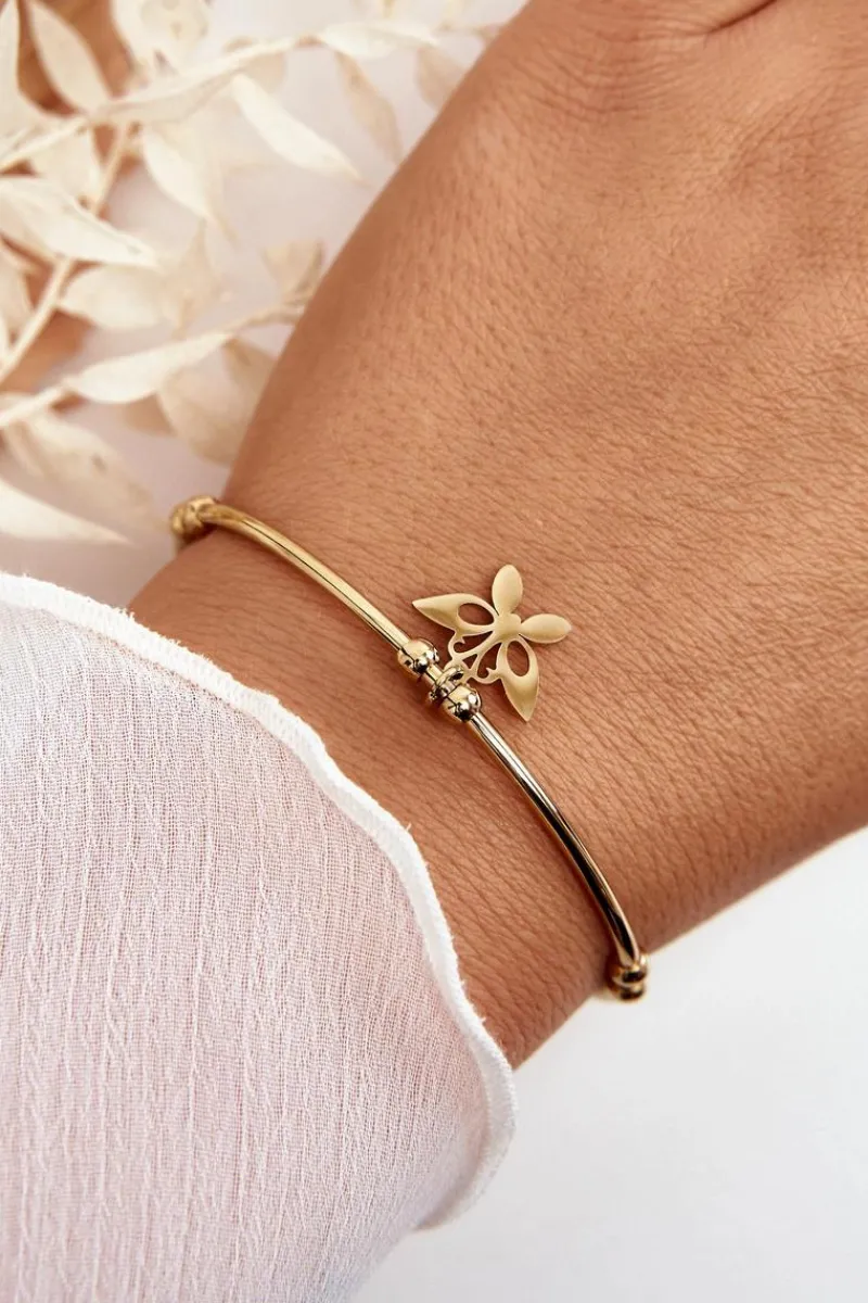 Best Boto Damska Wsuwana Stalowa Bransoletka Motyl Złota Złoty