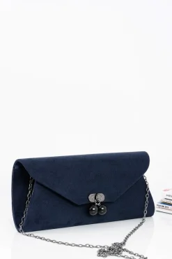 Hot Damska Zamszowa Kopertówka Granatowa Torebka Na Łańcuszku Kopertówki