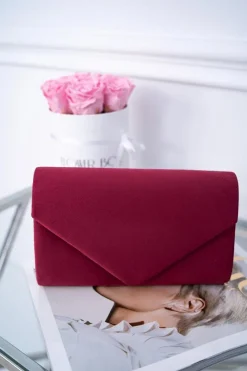 Sale Boto Damska Zamszowa Torebka Bordowa Kopertówka