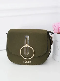 Torebki Nobo>Nobo Damska Zielona Zamszowa Torebka NBAG-F0180-C008