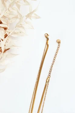 Best Glam Chic Damski Łańcuszek Żmijka Z Kwiatami Złoty