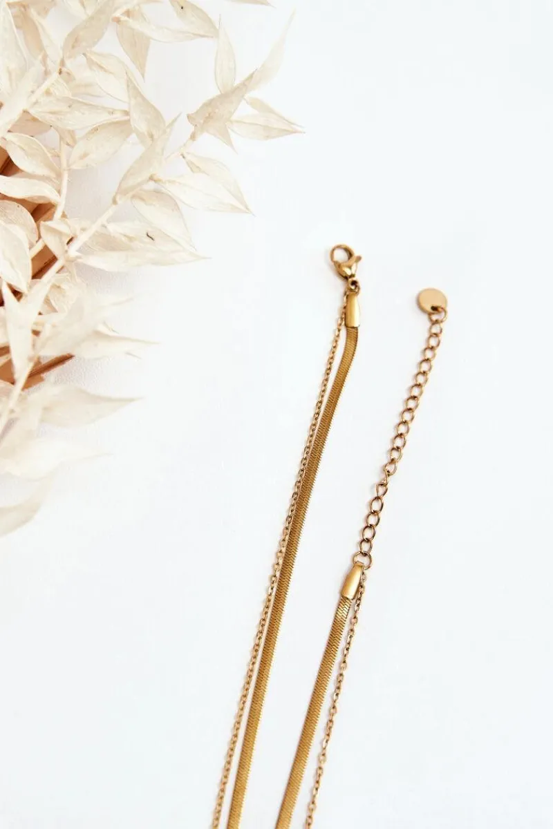 Best Glam Chic Damski Łańcuszek Żmijka Z Kwiatami Złoty