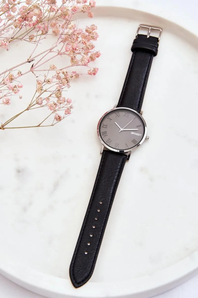 Best Ernest Damski Analogowy Zegarek Na Pasku Czarny