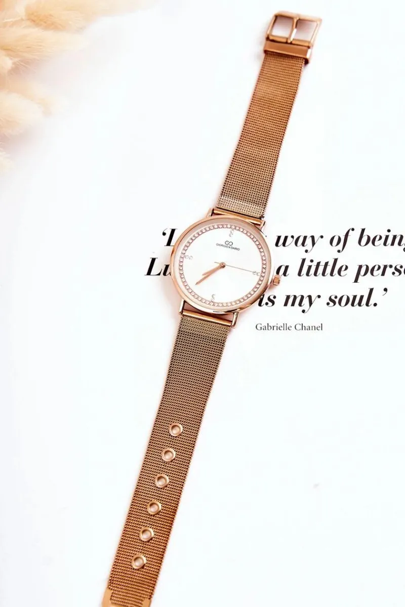 Outlet Damski Analogowy Zegarek Giorgio & Dario Z Cyrkoniami Różowe Złoto Zegarki