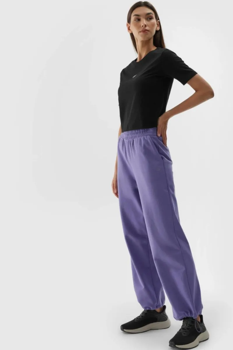 Sale 4F Damski Bawełniany T-shirt Slim Cropped WAW24TTSHF1701-20S Czarna