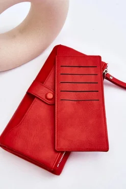 Sale Damski Duży Pojemny Portfel Czerwony Evina Portfele
