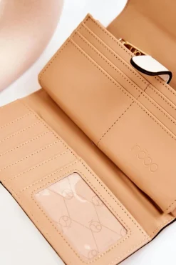 Online Damski Duży Portfel Skórzany M0120-CM00 Beżowy Portfele
