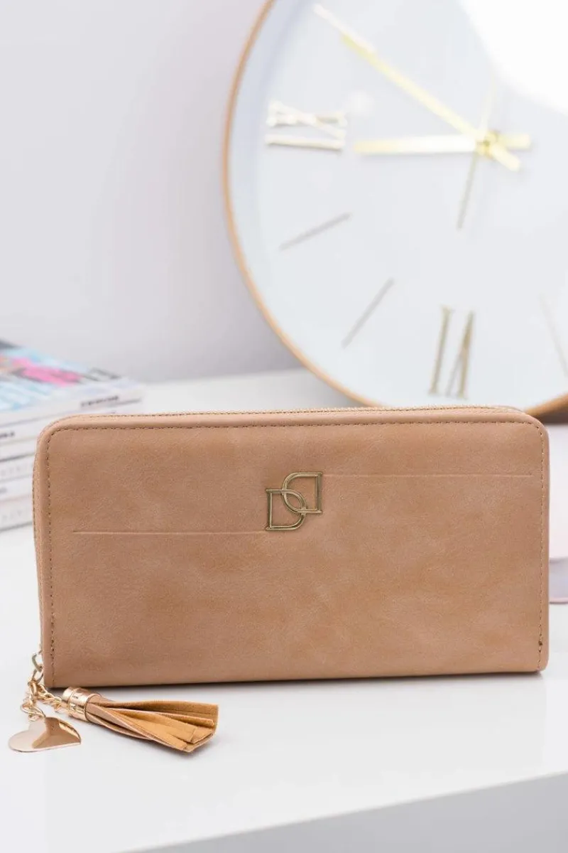 Best Damski Duży Portfel z Frędzlem Brelok Coffe Portfele