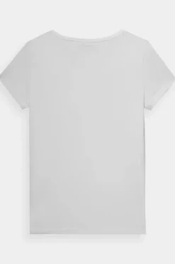 Outlet 4F Damski Gładki T-Shirt Z Logo WMM00TTSHF1845-10S Biały