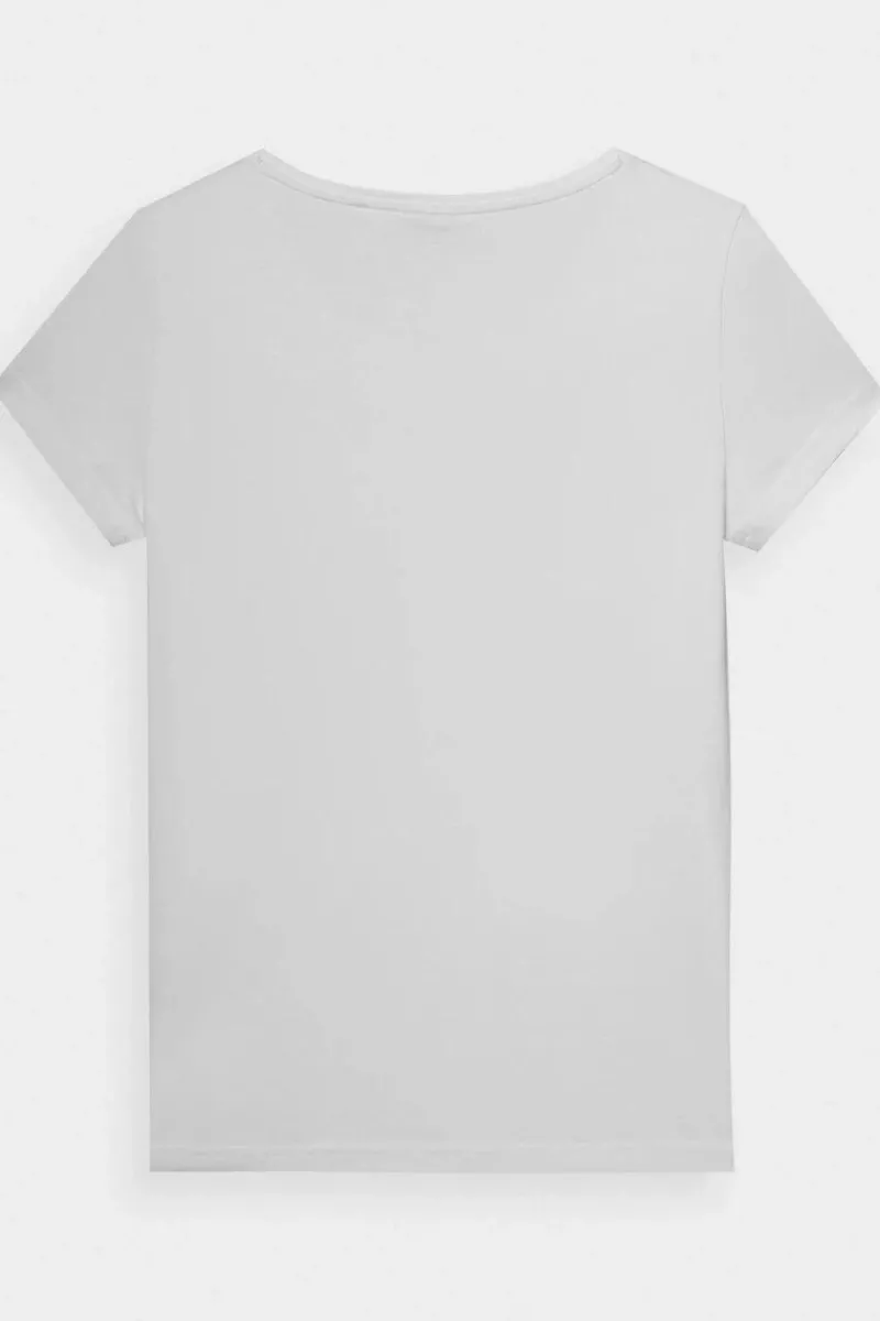 Outlet 4F Damski Gładki T-Shirt Z Logo WMM00TTSHF1845-10S Biały