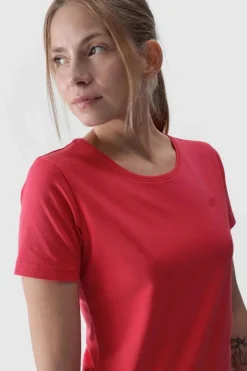 Outlet Damski Gładki T-Shirt Z Logo Różowy WMM00TTSHF1845-62S Damskie T-Shirty Damskie|Odzież 4F