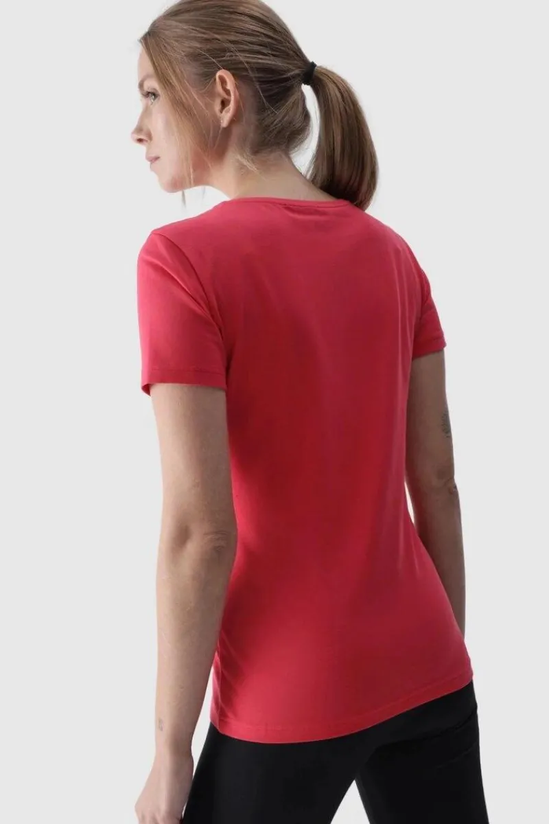 Outlet Damski Gładki T-Shirt Z Logo Różowy WMM00TTSHF1845-62S Damskie T-Shirty Damskie|Odzież 4F