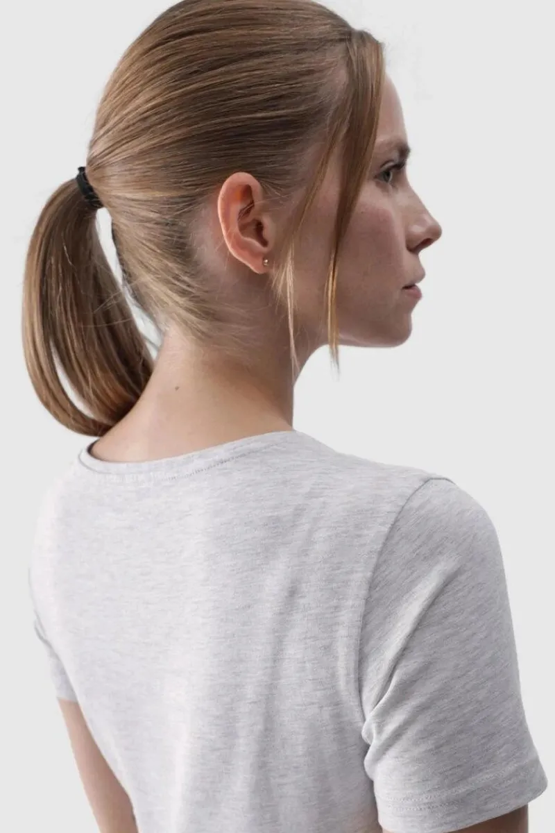 Online Damski Gładki T-Shirt Z Logo WMM00TTSHF1845-27M Damskie T-Shirty Damskie|Odzież 4F