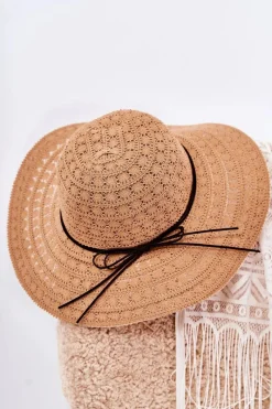 Okrycia Głowy>Boto Damski Kapelusz Ażurowy Brązowy Elif