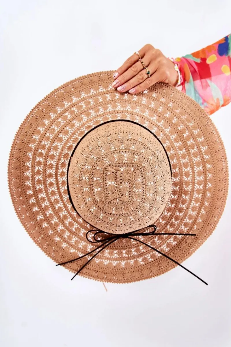 Okrycia Głowy>Boto Damski Kapelusz Ażurowy Brązowy Elif