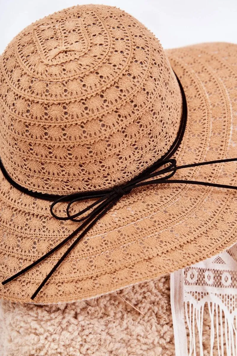 Okrycia Głowy>Boto Damski Kapelusz Ażurowy Brązowy Elif