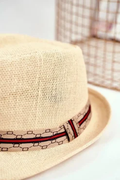 New Damski Kapelusz Fedora Beżowy 100% Papier Okrycia Głowy