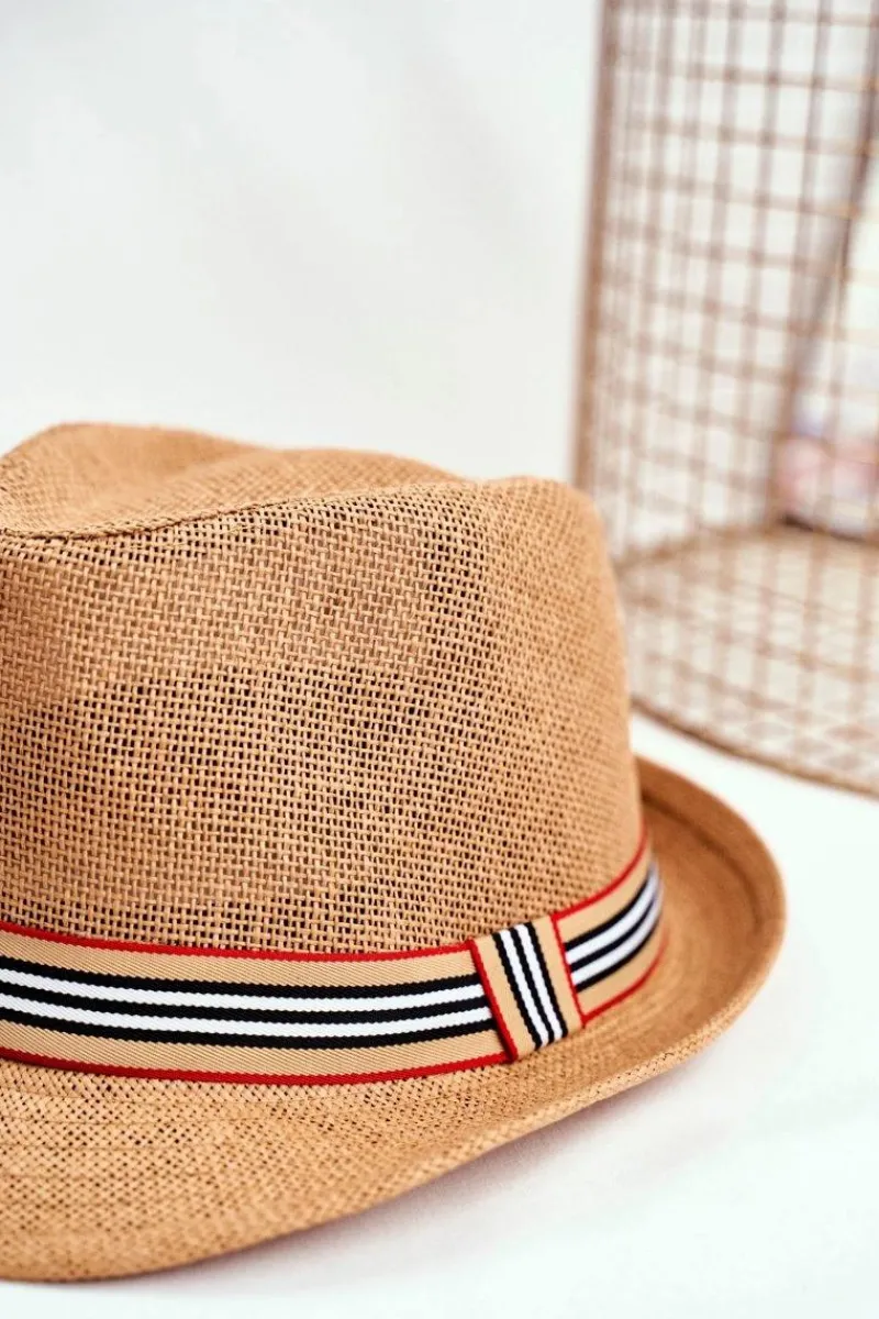 Online Boto Damski Kapelusz Fedora Brązowy 100% Papier