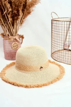 Okrycia Głowy>Boto Damski Kapelusz Na Lato Plażę 100% Papier Beżowy