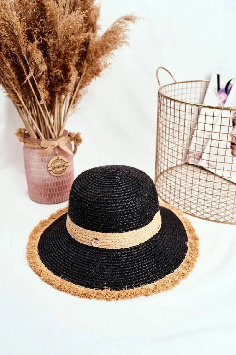 Clearance Boto Damski Kapelusz Na Lato Plażę 100% Papier Czarny