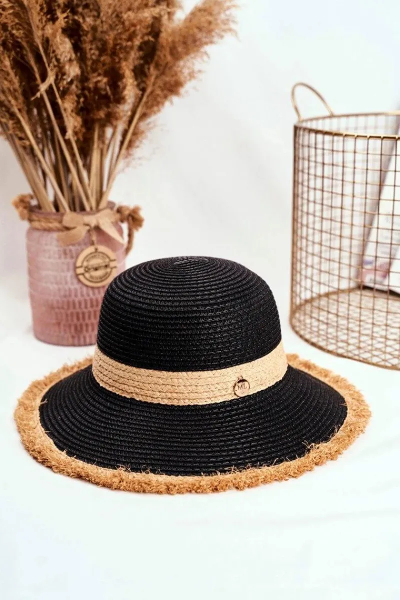 Clearance Boto Damski Kapelusz Na Lato Plażę 100% Papier Czarny