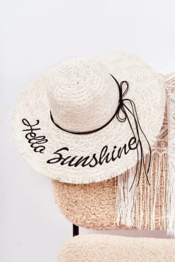 Okrycia Głowy>Boto Damski Kapelusz Słomkowy Biały Hello Sunshine