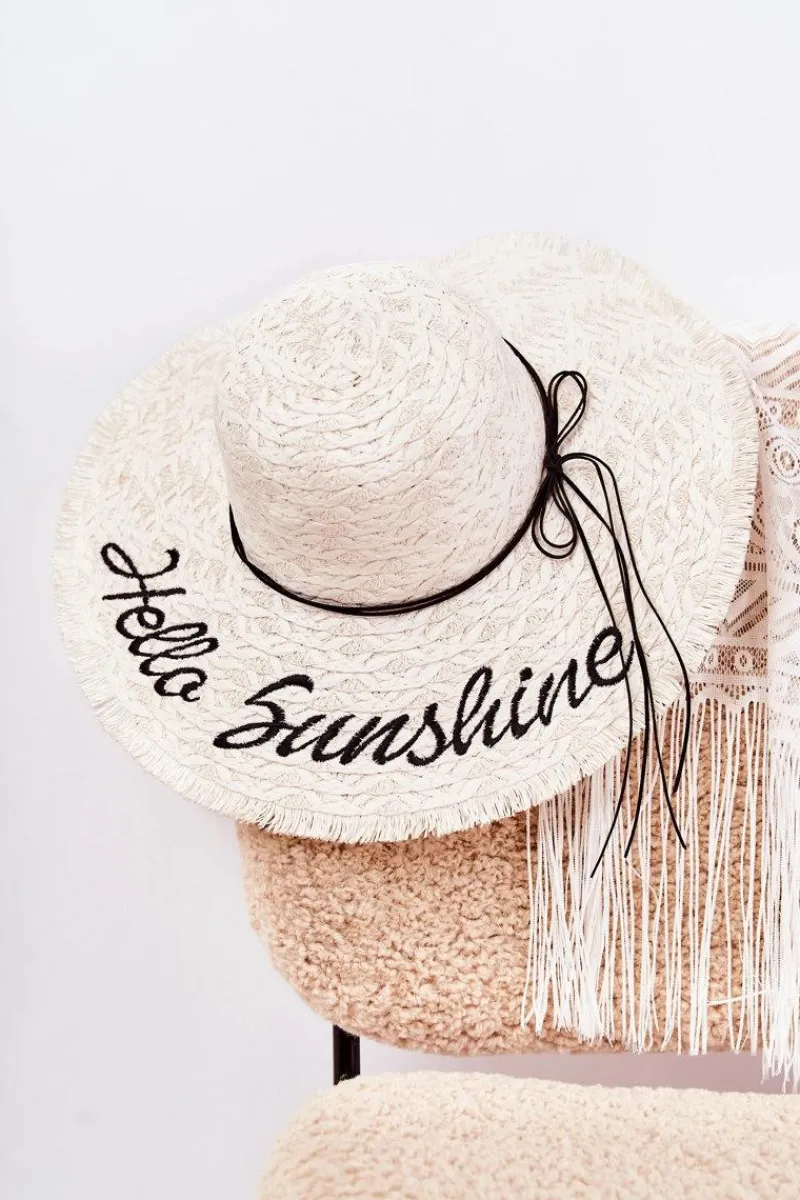 Okrycia Głowy>Boto Damski Kapelusz Słomkowy Biały Hello Sunshine