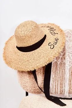 New Damski Kapelusz Słomkowy Beżowy Edda Okrycia Głowy