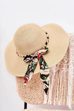 Hot Boto Damski Kapelusz Z Czarnym Paskiem Beżowy Marsela