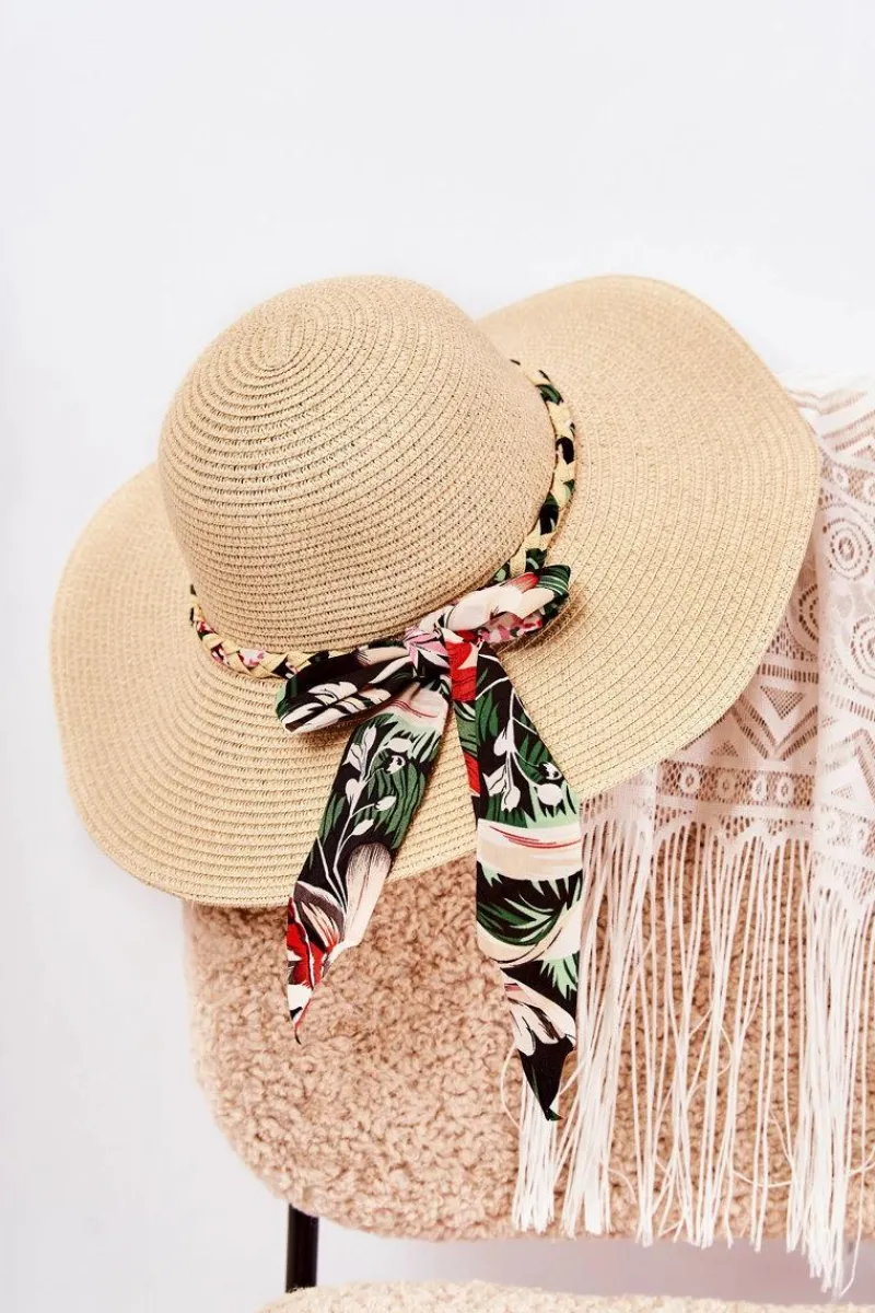 Hot Boto Damski Kapelusz Z Czarnym Paskiem Beżowy Marsela