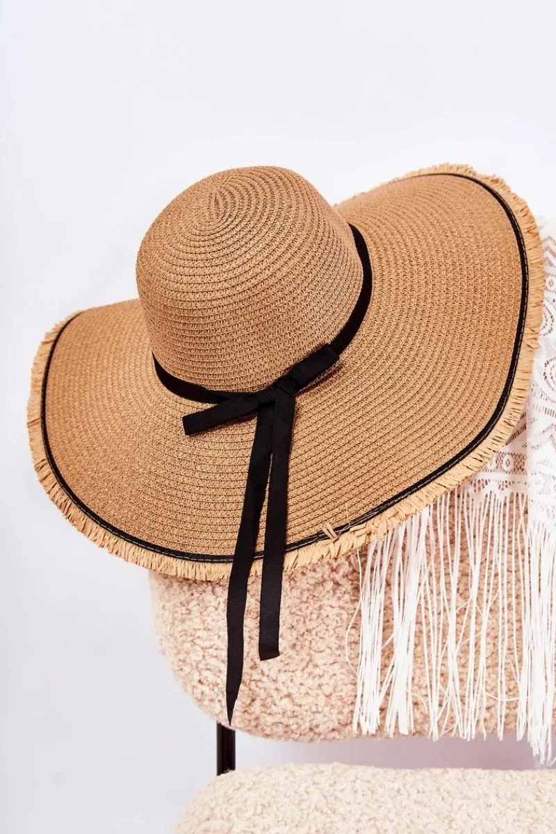 Okrycia Głowy>Boto Damski Kapelusz Z Czarnym Paskiem Beżowy Mady